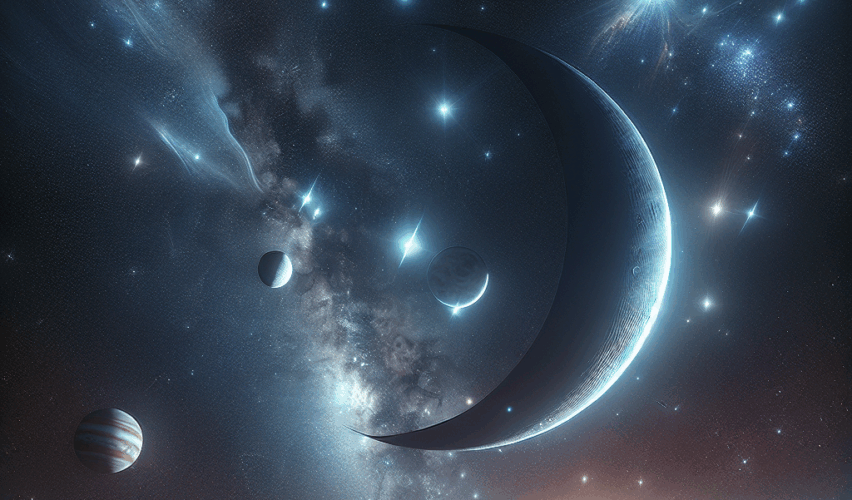 Admira la luna creciente junto a las Pleiades, Júpiter y Marte en el cielo de octubre